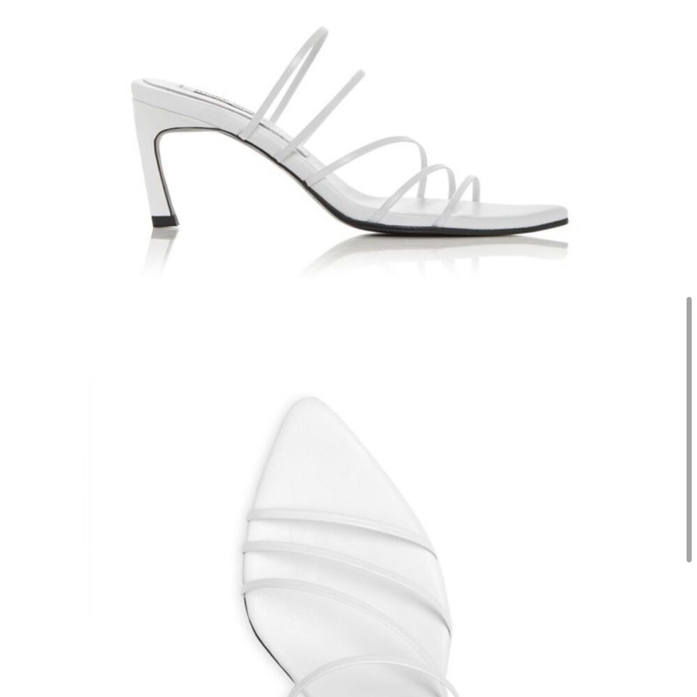 REIKE NEN Womens White Toe Sculpted Heel Slip On Leather Slide Sandals 38.5
